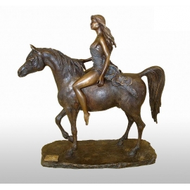 銅雕系列-銅雕人物-騎馬女孩 y13902 立體雕塑.擺飾 人物立體擺飾系列-西式人物系列
